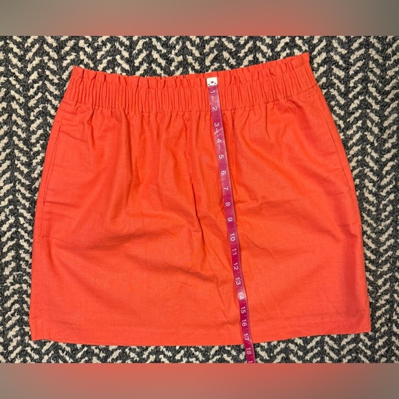 J CREW Pull On Linen Blend Skirt in Orange Size 10 - Picture 3 of 5